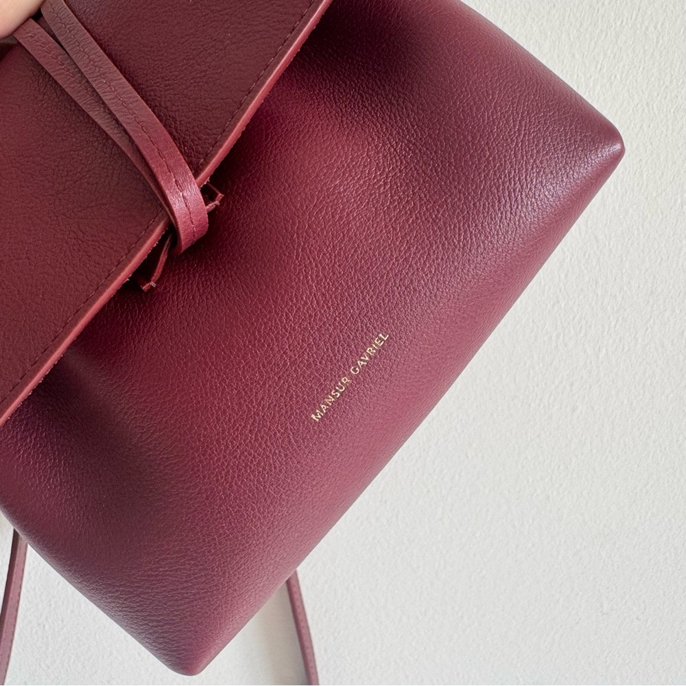 Mansur Gavriel | 100% Italian Calf Leather Mini Soft Lady Bag Deep Burgundy Red - Picture 6 of 6